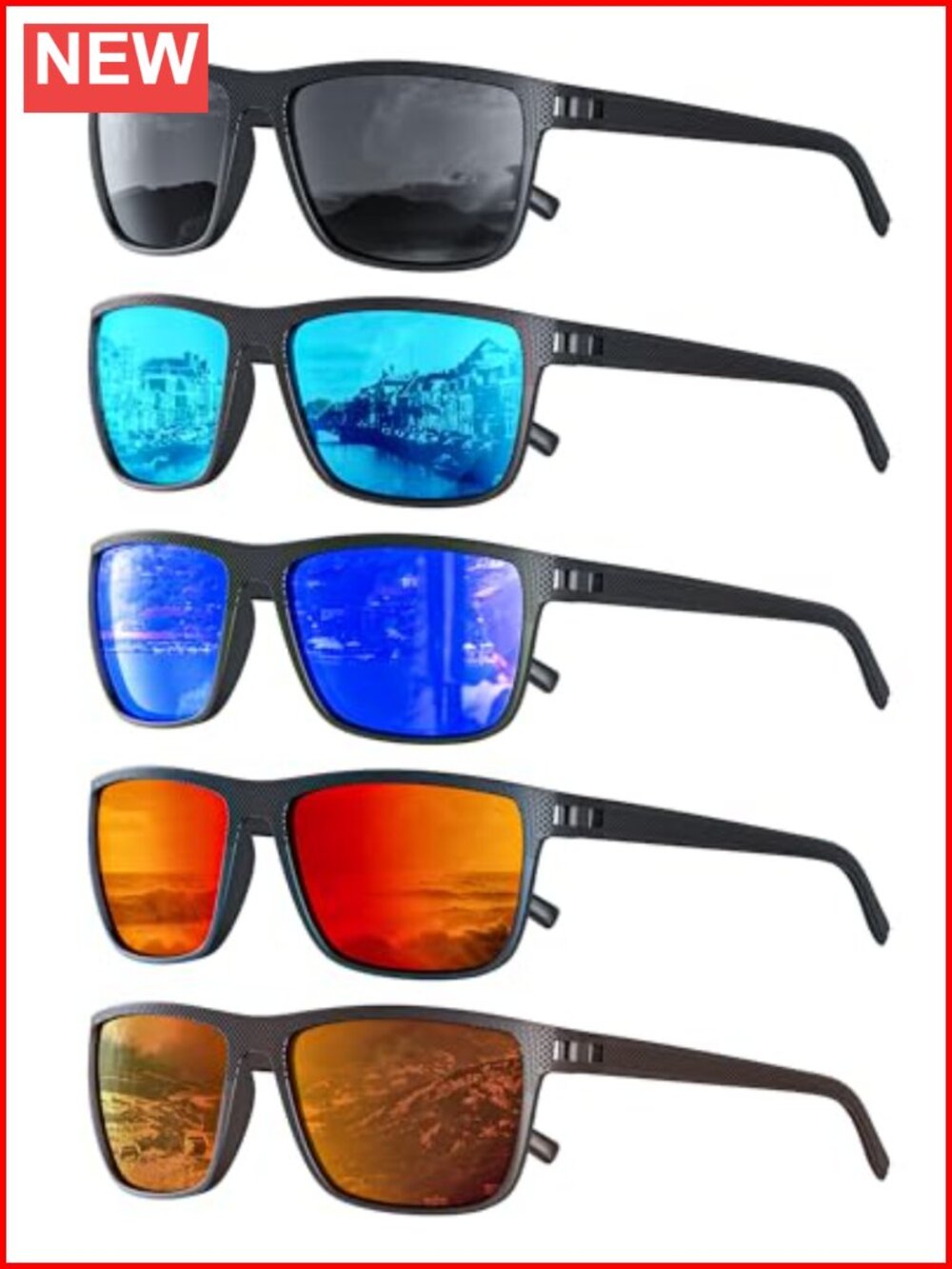 Polarized Square Sunglasses for Men Women UV400 Protection Fishing